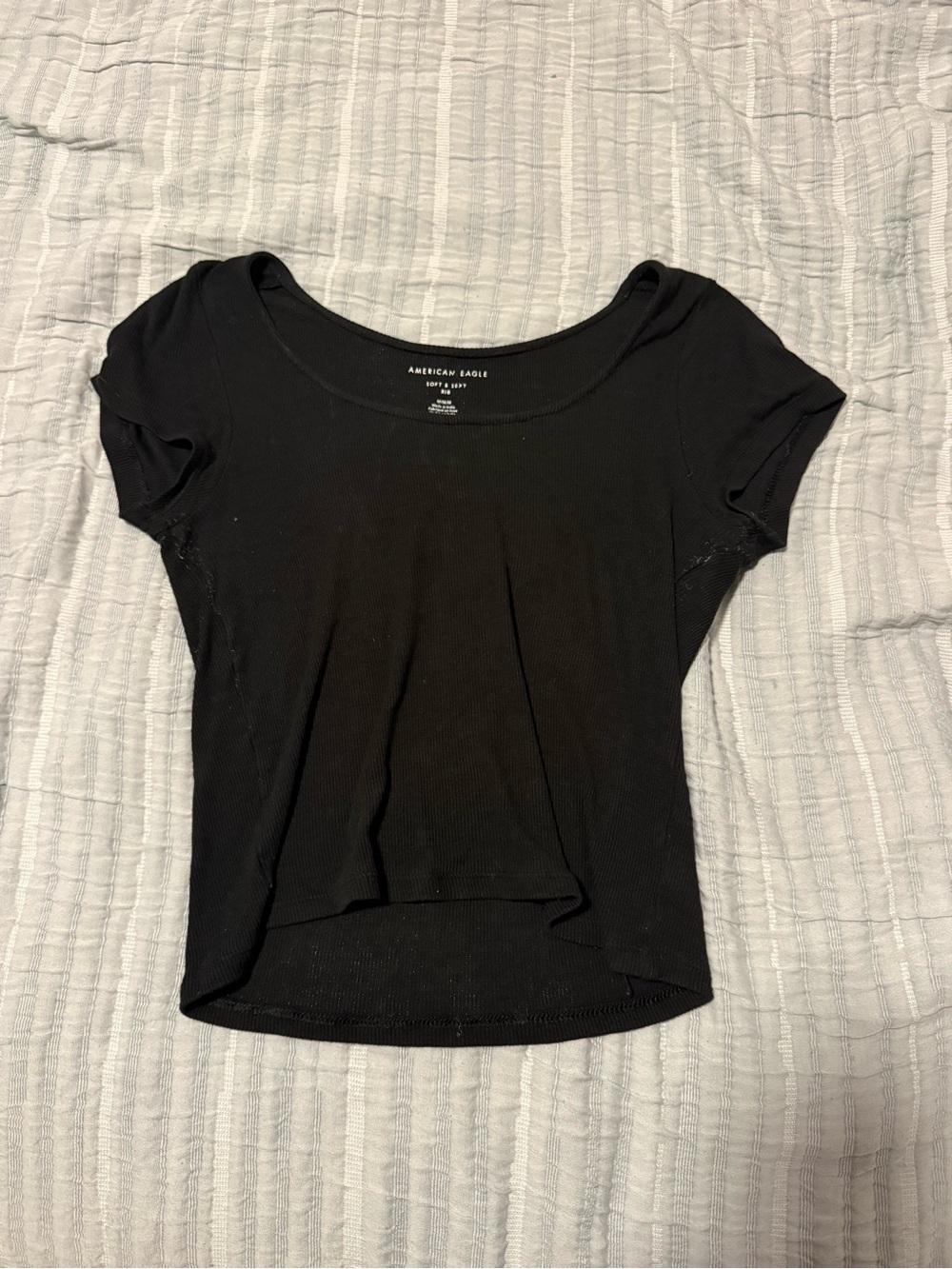 American Eagle Outfitters Black Ribbed Scoop Crop Top